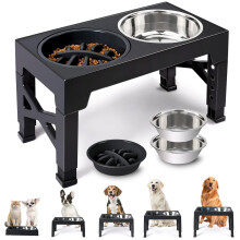 Niubya Elevated Dog Bowls with a Slow-feeder Bowl Adjustable to 5 Heights (8 cm, 22 cm, 25 cm, 28 cm, 31 cm) for Small, Medium, and Large Dogs
