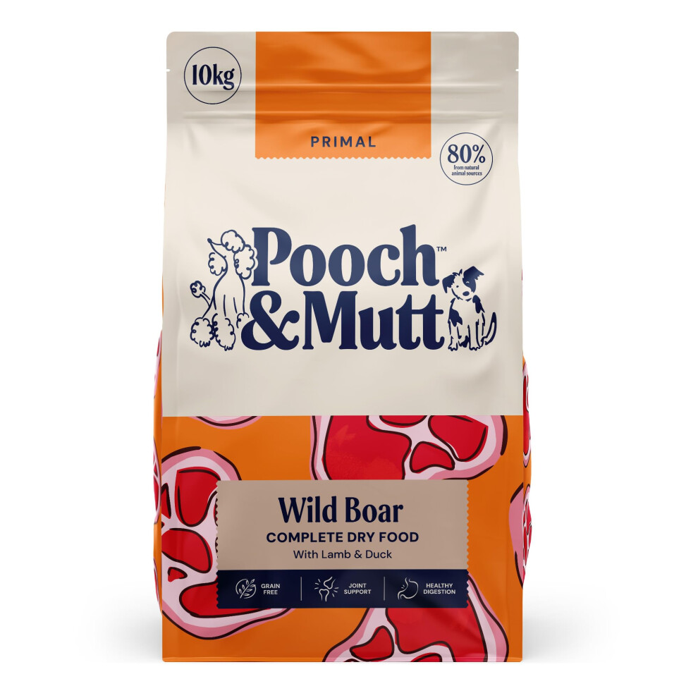 Pooch & Mutt - Primal High Protein Free Dry Dog Food, Wild Boar Flavour, 10Kg Grain