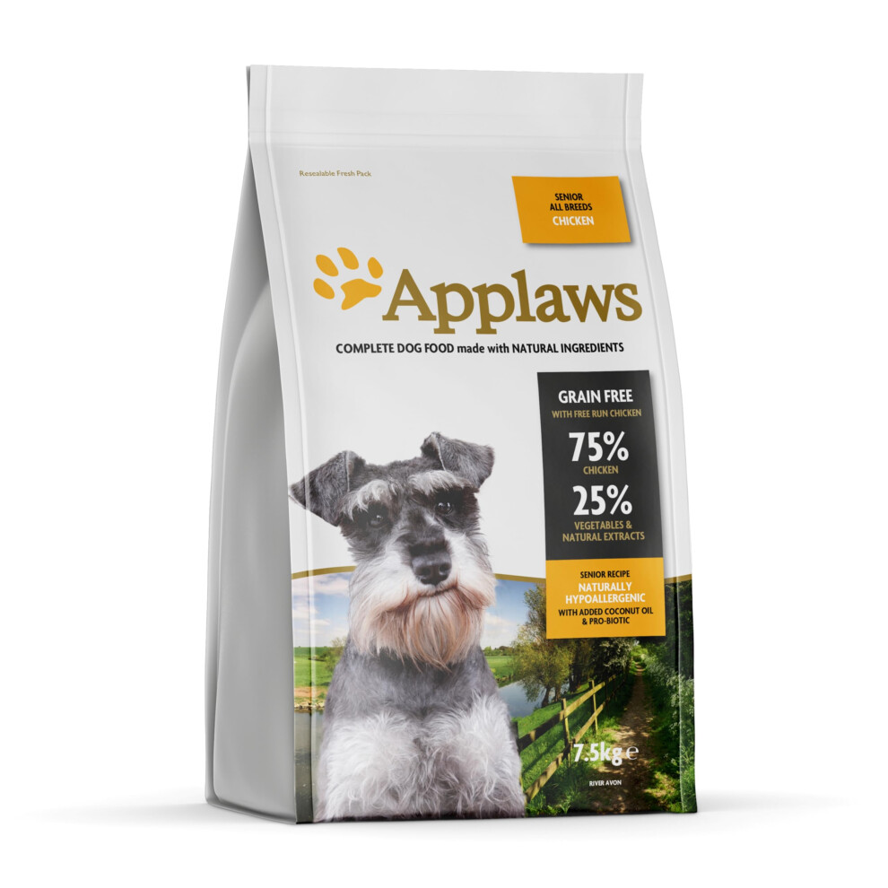Applaws High Protein Senior Complete And Free Dry Dog Food 7.5 Kg For All Senior Breeds, Chicken (Pack Of 1) Grain