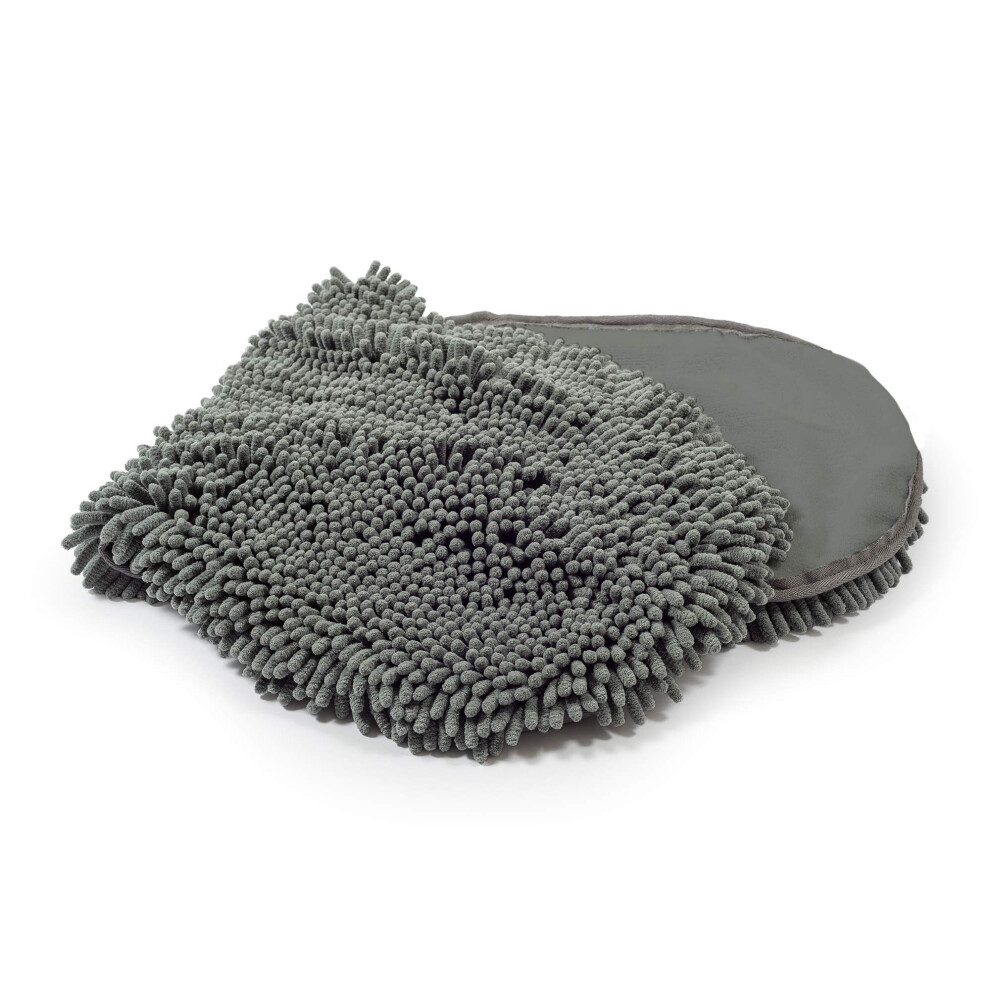 Ancol Simply Dry Dog Mitt Microfibre Noodle Fabric For Moisture Absorption - Machine Washable For Easy Cleaning Grey
