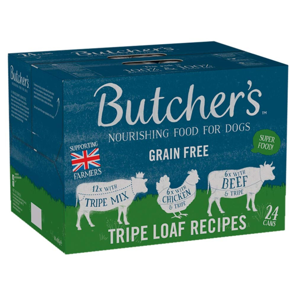 Butcher's Tripe Loaf Recipes Dog Food Tins, 24 X 400G