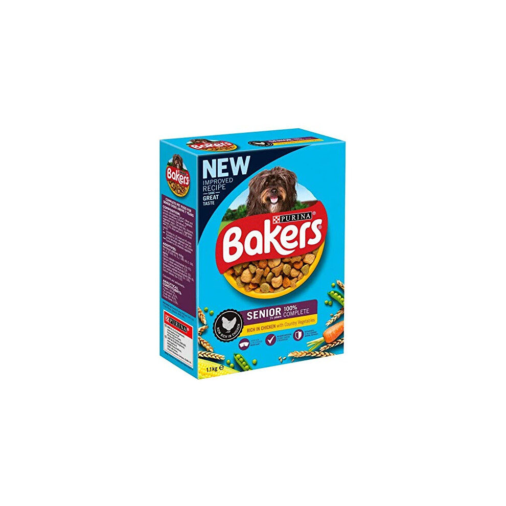 Bakers 2 X Senior With Tasty Chicken & Vegetables & Wholegrain, 1.1Kg