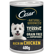 Cesar Natural Goodness - Wet Dog Food - for Adult Dogs - Cans with Chicken and Vegetables in Loaf - 6 x 400 g