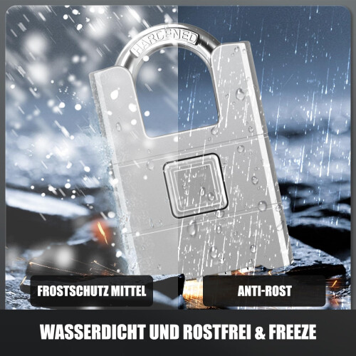 Weatherproof Combination Padlock 54mm AntiCut Heavy Duty Lock with Hidden 4Digit Code and One Button Unlock – Silver 2