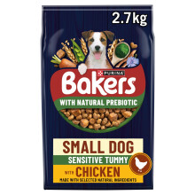BAKERS Small Dog Sensitive Tummy with Tasty Chicken and County Vegetables Dry Dog Food 2.7kg (Pack of 4)