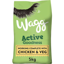 Wagg Active Goodness Complete Dry Adult Dog Food Chicken & Veg 5kg (Pack of 3) - For All Active Working Dog Breeds