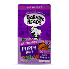 Barking Heads Complete Dry Dog Food 2kg - Puppy All Hounder Puppy Days Turkey - Natural Grain Free Hypoallergenic for Sensitive Digestion &