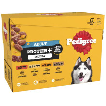 PEDIGREE Adult Dog Food Pouches Protein+ Chunks in Jelly 48 x 85 g Multipack
