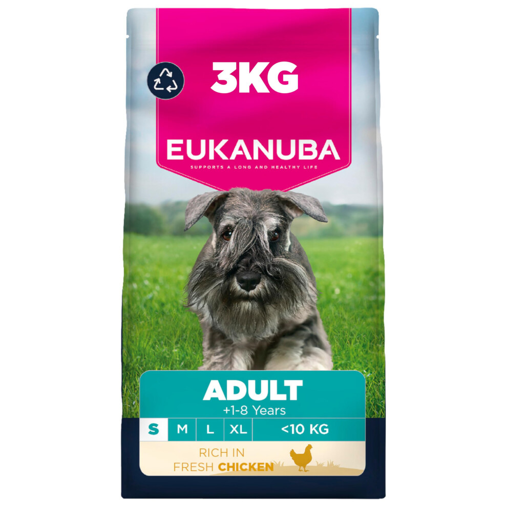 Eukanuba Fresh Chicken - Complete Dry Dog Food - For Adult Small Breed Dogs 3Kg