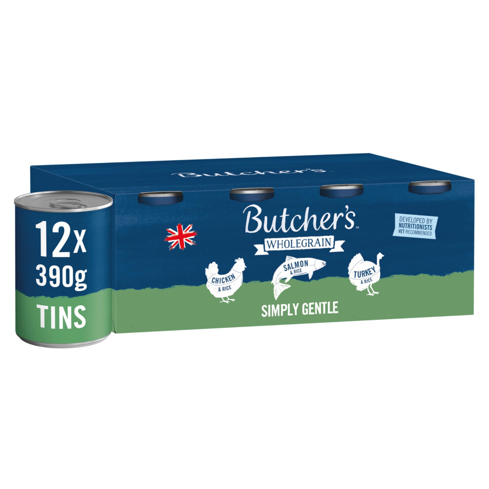 Butcher's Complete Wet Can Adult Dog Food Simply Gentle Loaf Pack 12X390g - Chicken, Salmon & Turkey