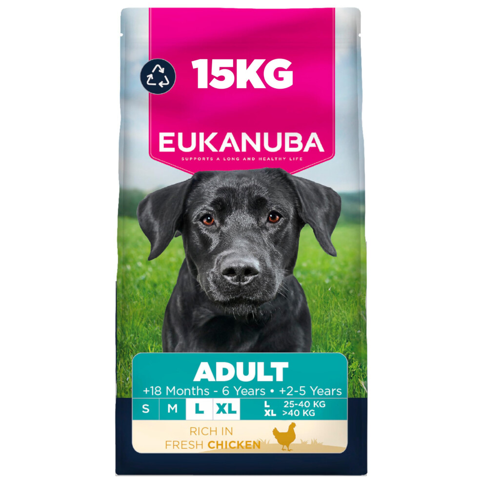 Eukanuba Fresh Chicken - Complete Dry Dog Food - For Adult Large & Giant Breed Dogs 15Kg