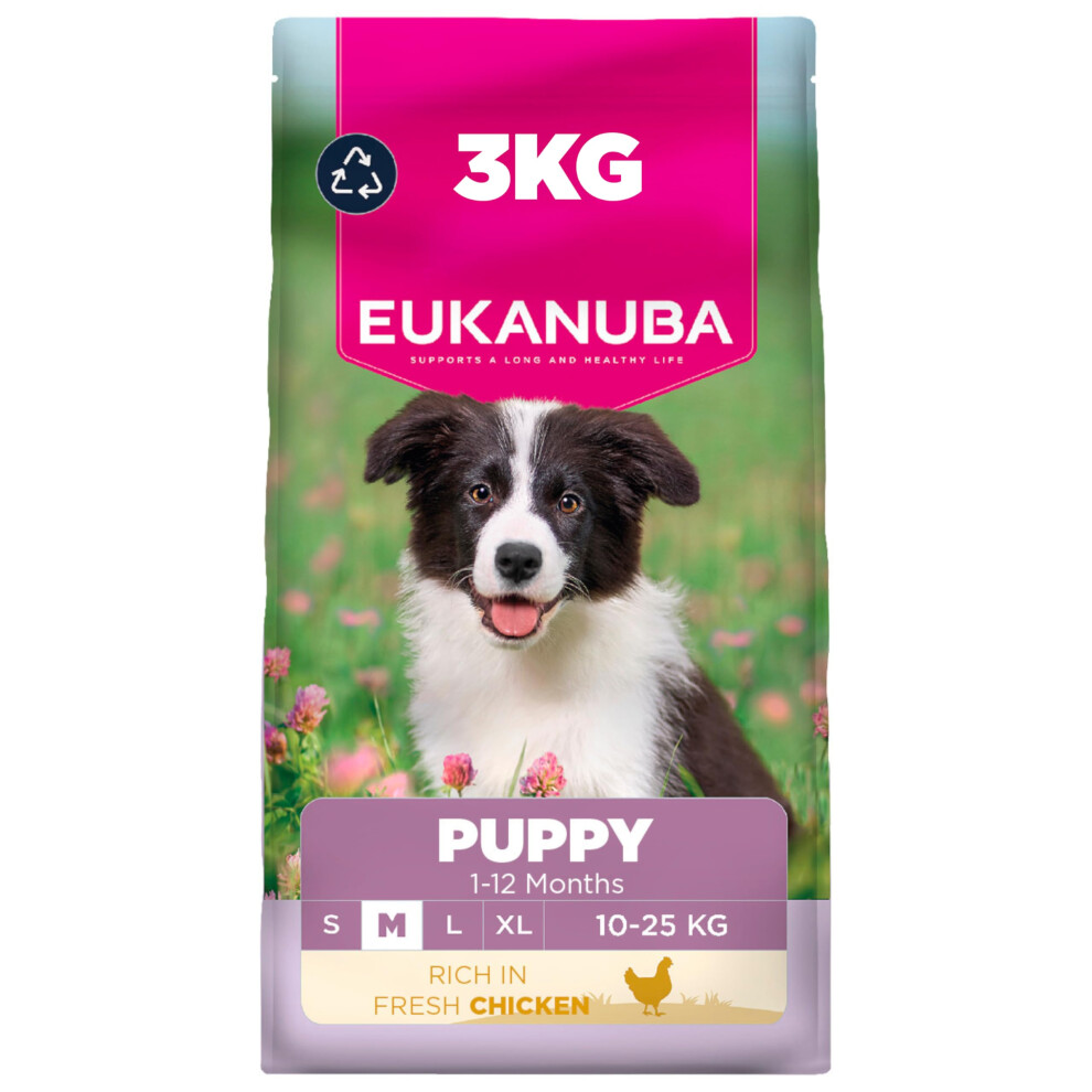 Eukanuba Fresh Chicken - Complete Dry Puppy Food - For Medium Breed Dogs 3Kg