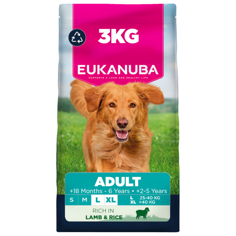 Eukanuba Lamb & Rice - Complete Dry Dog Food - For Adult Large & Giant Breed Dogs 3Kg