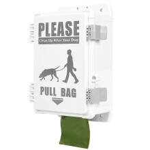 Dog Poop Bag Dispenser, Waterproof Outdoor Dog Bag Dispenser Holds Up to 8 Rolls of Waste bags, Outdoor Wall, Stake, Pole, Fence Mounted (only