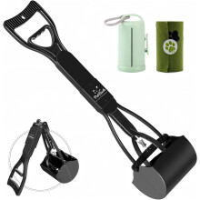 PetBods 60cm Foldable Dog Poo Scoop with Clip-On Bag Holder ? Durable Long-Handle Pooper Scooper for Easy Waste Pick-Up on Grass or Gravel ? Includes