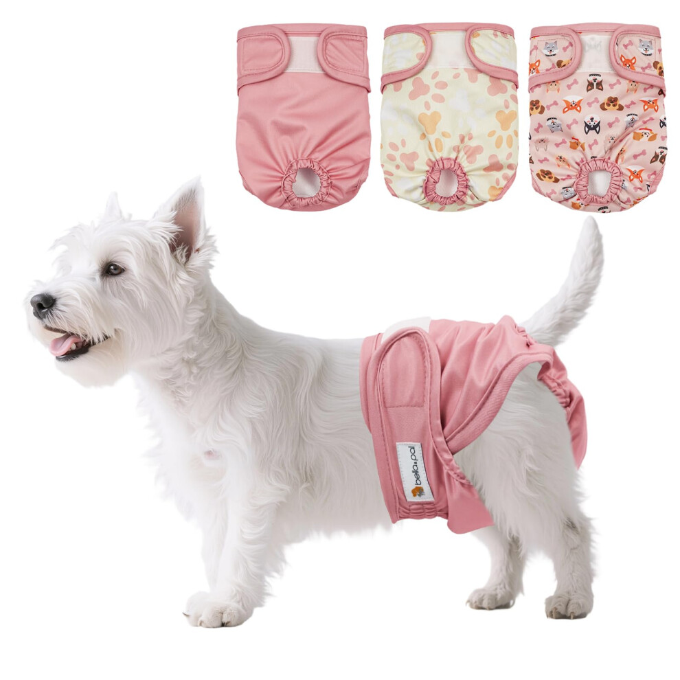 Bella & Pal Dog Nappies Female, Reusable Dogs Period Pants In Season, Washable Doggy Diapers Sanitary Wraps Panties For Small Medium Dogs,