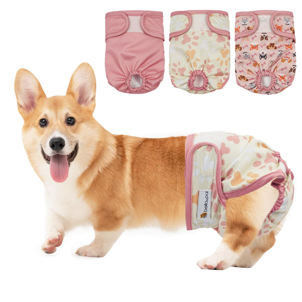 Bella & Pal Dog Nappies Female, Reusable Dogs Period Pants In Season, Washable Doggy Diapers Sanitary Wraps Panties For Medium Large Dogs,