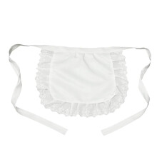 White Lace Maid Costume Apron for Cosplay Halloween Party, Vintage Half Waist Apron for Women