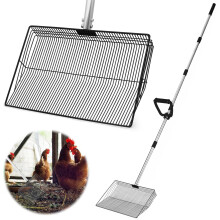 BOODPET Extra Large Pet Waste Scoop ? 173cm Long Handle with D-Grip ? 38cm Wide Metal Shovel for Chicken Coop, Garden, Dog Kennel, Rabbit Hutch ?