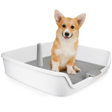 ALL FOR PAWS Dog Potty Tray Indoor Dog Pee Pad Holder Toilet Puppy Litter Box with Removable Post, Raised Sides, Large Space, Shed Proof & Mess Free,