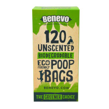 Benevo Biodegradable poop bags (720pk). Compostable doggy poo bags. Plastic free disposable waste eco bags. EN13432 certified cornstarch green doggie