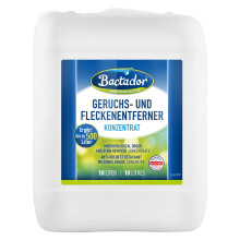 Bactador Odor and Stain Remover Concentrate 10L - Biological enzyme cleaner against sweat, smoke, cat urine, dog urine, animal odors - For household,