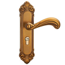 Vintage Brass Door Knobs and Handles with Key, Silent Zinc Alloy Lock Set for Home Bedroom, Yellow Patina 2pcs