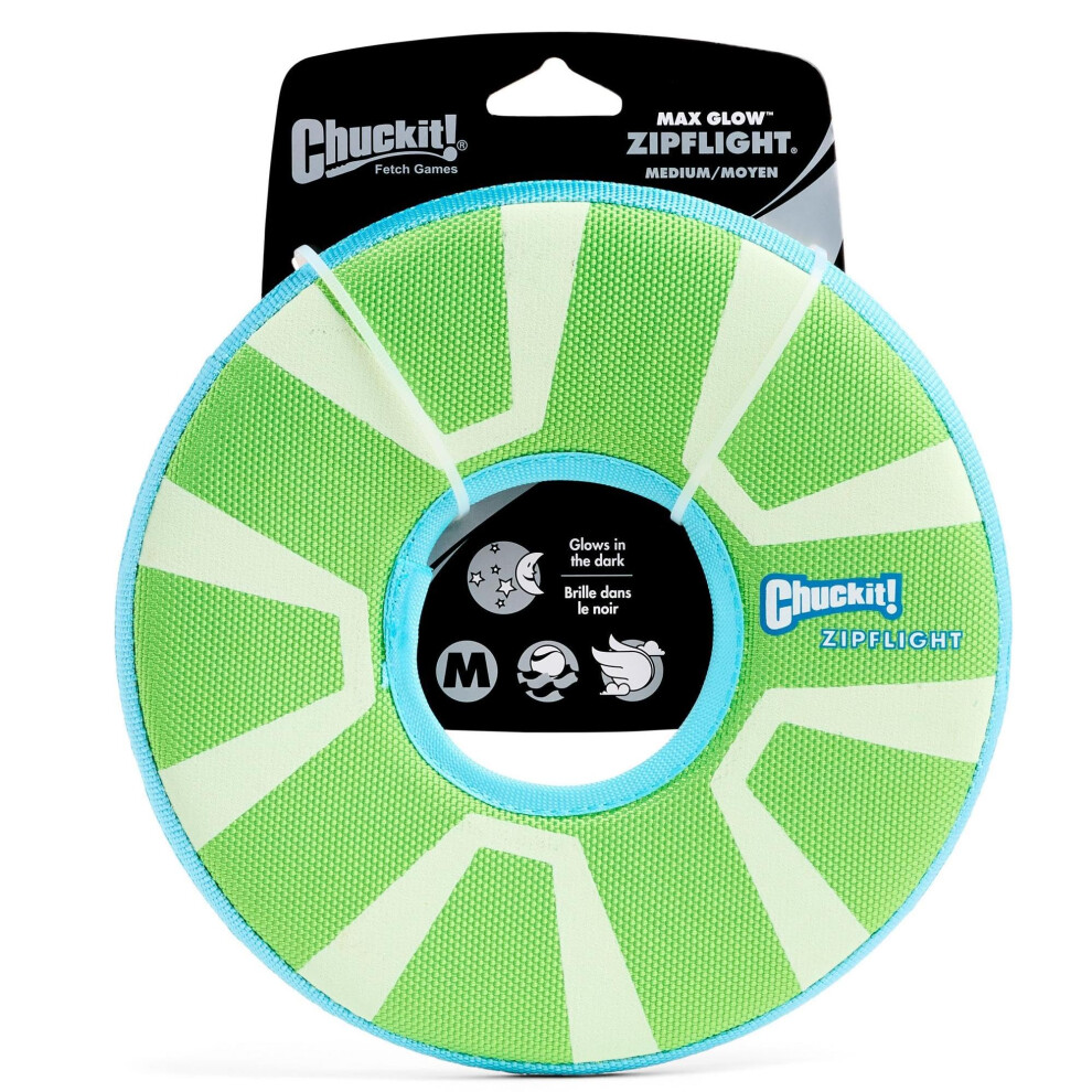 Chuckit! Glow In The Frisbee Flying Disc Dog Toy Max Glow Zipflight Rechargeable High Visibility Dog Toy Flying Ring Frisbee Toy For Dogs Dark
