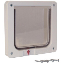 Ideal_Pet_Products Lockable Cat Flap with Telescoping Frame, Cream, 6.25 x 6.25-inch