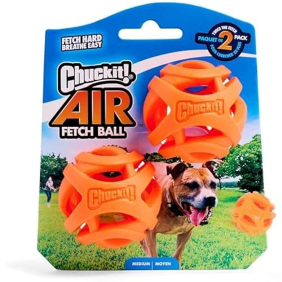 New Chuckit! Ball Breathe Right Fetch Ball Medium By 2 Balls To Pursue For Dog, M 32141