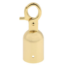 Gold Rope Barrier End Cap with Heavy Duty Metal Hook for Event Crowd Control and Gold Finish Upgrade