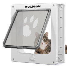 Wordcam Large Cat Door Flap, Thick Cat Door for Indoor and Outdoor Doors, 4 Way Locking, Indoor Pet Door for up to 20 lbs, Easy Installation,