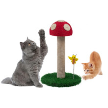 TREKAM Cat Scratching Post with Mushroom Motif, Cat Scratching Post Small 45 cm, Three Different Textures, Scratching Post, Cat Furniture