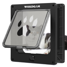 Wordcam XL Cat Door Flap, Strong Cat Door for Indoor and Outdoor Doors, 4 Way Locking, Pet Door for up to 25 lbs Cats, Kittens, Dogs, Easy