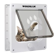 Wordcam Medium Cat Door Flap, 4-Way Locking Cat Door for Interior and Exterior Doors, Pet Door for Cats, Kittens, Dogs, Robust, Weather Resistant