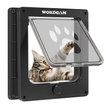 Wordcam Medium Cat Door Flap, 4 Way Locking Cat Door for Interior Exterior Doors, Pet Door for Cats Kitty Kittens Doggies, Robust, Weather-Resistant