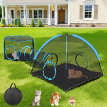 Tivray Outdoor Cat Enclosure, 3-in-1 Catio Outdoor Cat Enclosure with Tunnel for Outside and Indoor, Kitty Tent Portable Catio Pet Playpen with