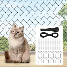 URAQT Cat Safety Net for Balcony, 4 x 3m Reinforced Anti Chew Balcony Mesh, Anti Fall Fence, with 20m Mounting Rope and Accessories, Balcony Nets, Cat