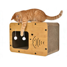 Gezipvn Cat House for Indoor Cat scratch board - Pet shelter with Sisal Hemp Ball and Scratch Board
