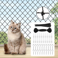 URAQT Cat Balcony Net, 4 x 3m Steel Wire Reinforced Reinforced with 20m Mounting Rope and Accessories Anti Chew Balcony Mesh, Anti Fall Fence, Safety