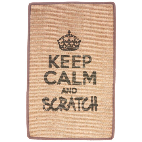 Wouapy Rectangle scratching mats in sisal, design scratcher with grey writing,