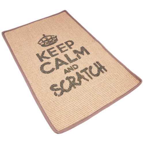 Wouapy Rectangle scratching mats in sisal, design scratcher with grey writing, 1