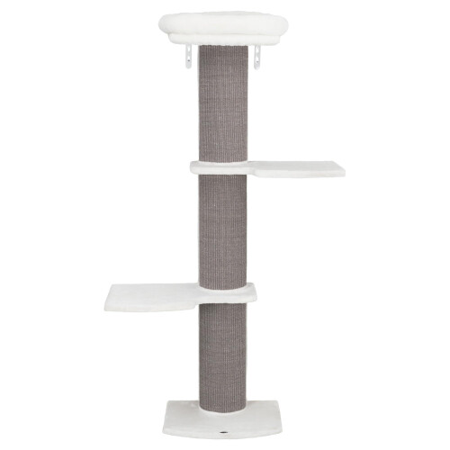 Trixie TRIXIE Acadia Gray/White Designer Wall Mounted Cat Tower, with Oversized Scratching Post, Three Platforms, Removable Bed, Brackets Included,