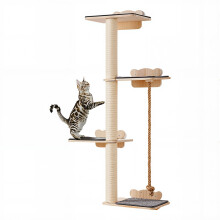 VEVOR 4 Tiers Tall Cat Tree, Cat Wall Furniture Set with 4 Jumping Boards, Wall-Mounted Cats Floating Shelf up to 40 lbs, 12 mm Pine Wood Pet Perch