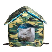 Outdoor cat house, cat cave for outdoor, cat house for outdoor, winterproof, waterproof, puppy house outdoors, with removable transparent curtain (S,