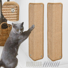2 Pieces Cat Scratcher Mat Cat Furniture Protectors Sisal Scratching Pad Protecting Bed Sofa Scratch Mat Pad Rug 60 ? 25CM(Brown)