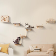 VEVOR Wall Mounted Cat Shelves and Perches with Jumping Boards, Nest, Barrier Board & Cat Tree, Floating Furniture up to 40 lbs for Sleeping, Playing,