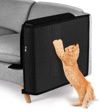 NATUYA Furniture Protectors from Cat Scratching Sofa Arm, Large Sisal Cat Scratcher Mat, Anti Cats Scratch Couch Corner (Black, Left)