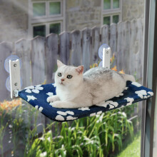 Yaning Cat Window Perch, Foldable Cat Window Hammock with Cute 3D Textured Paw Cover and Strong Suction Cups, Cordless Window Seat Bed for Indoor Cats