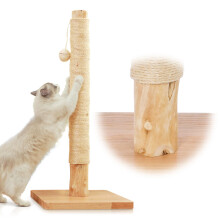 KONELCARE Premium 35" Cat Scratching Post ? Natural Pear Wood, Sisal Rope, Rubber Wood Base with Oak Skin, Ideal for Large Cats, Free Rope Replacement